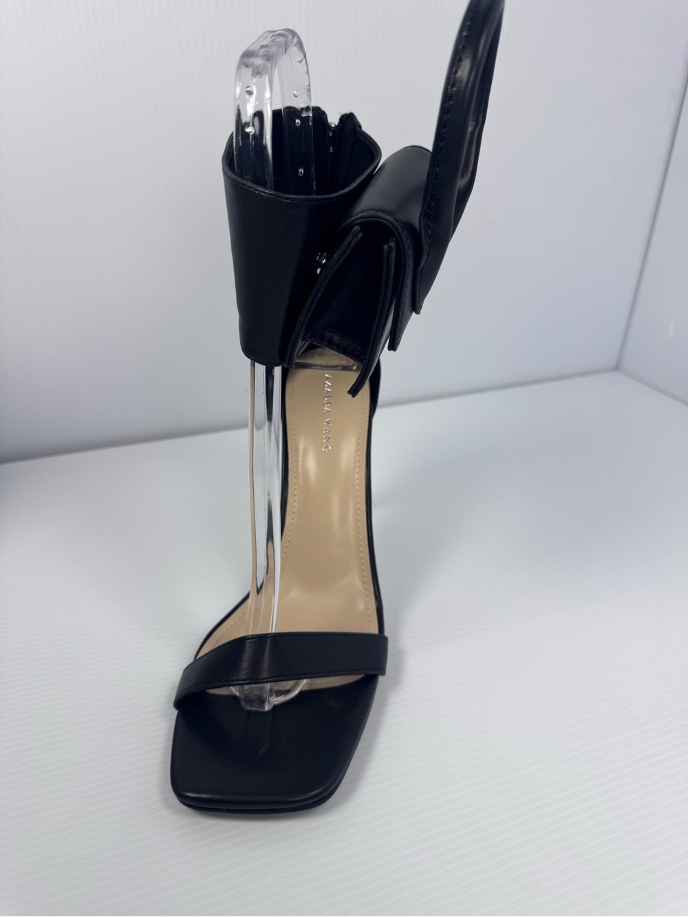 Azalea Wang Glenda Black Ankle Strap Stiletto Heels w/Mini Bag Detail Sz7.5 & 10 - Picture 3 of 9